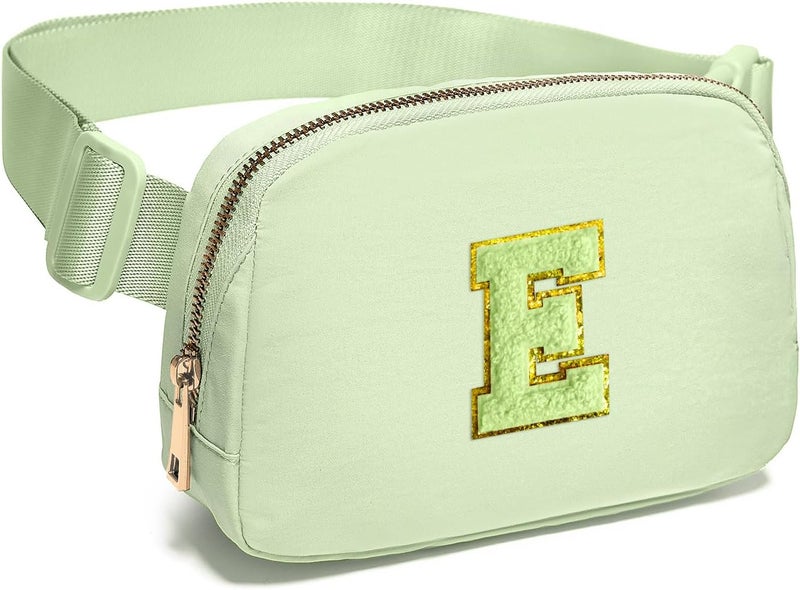 Gitus Gifts for 8 9 10 11 12 Year Old Girls Belt Bag Fanny Pack Crossbody Bags with Initial Letter Patch Cute Stuff Birthday Gifts for Teen Girls Women Personalized Trend Stuff (Light Green-E) - Image 5